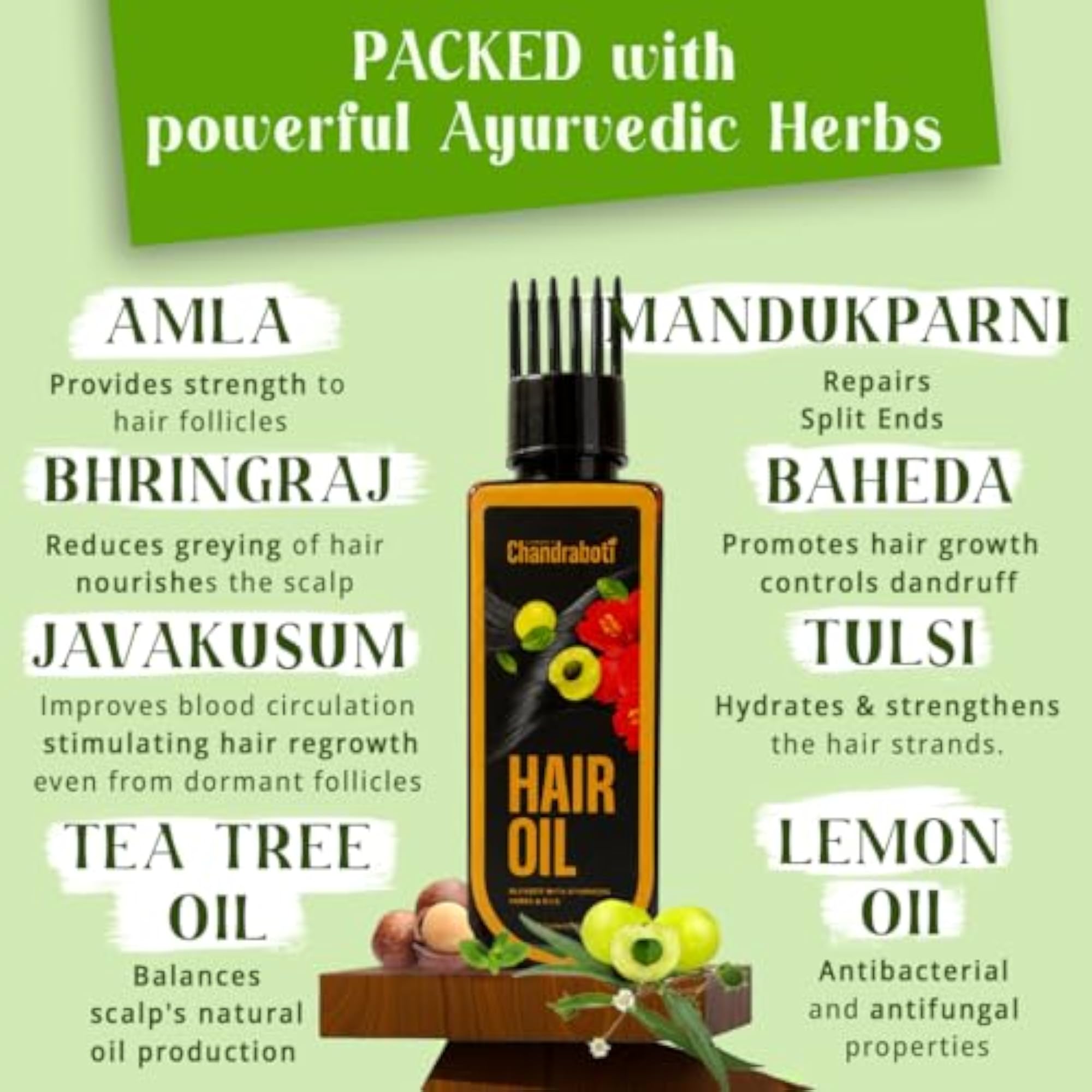 Ayurvedic Hair Oil 100ml with Comb Applicator, Regrowth Oil